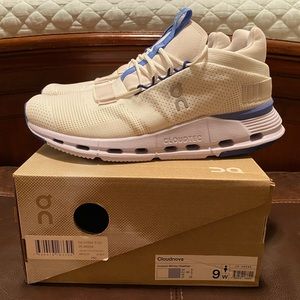 On Running Cloudnova Shoes Undyed White Heather Blue size 9